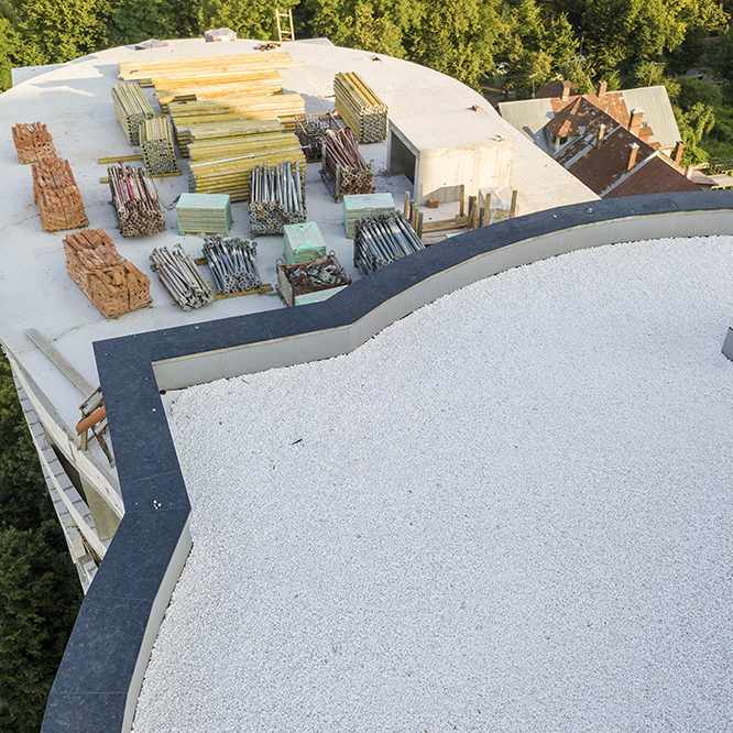 Detail of granit elements of new building under construction.